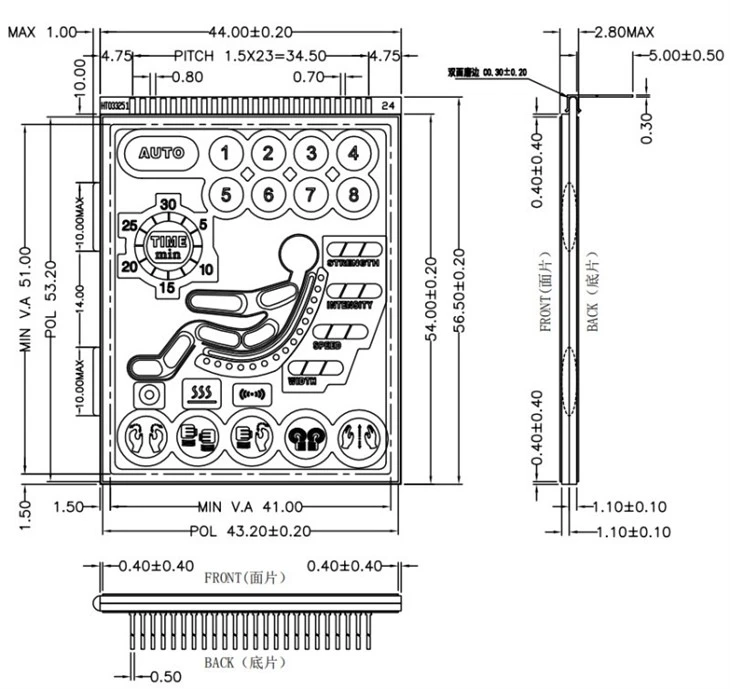segment lcd display for massage chair